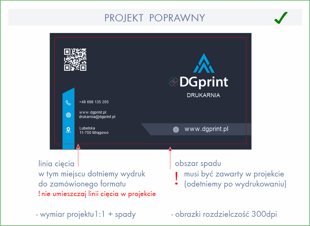 wizytówki przygotowanie projektu Drukarnia DGprint.pl